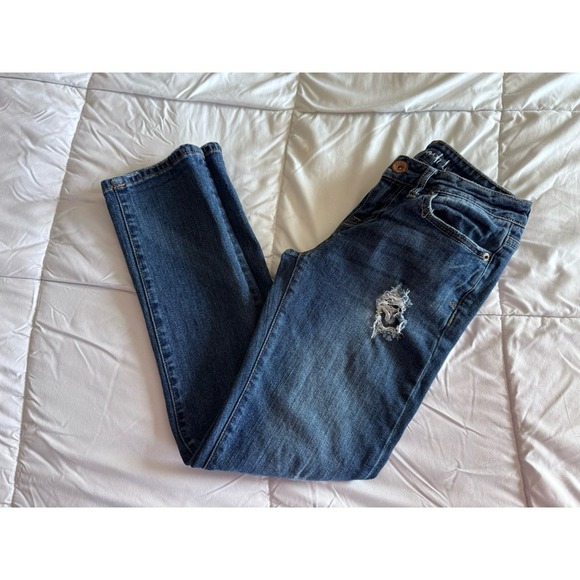 Aeropostale Size 000 Bayla Skinny Crop Jegging blue distressed Jeans, 25" Inseam - Picture 8 of 9